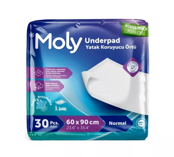Moly Yatak Koruyucu Örtü Köpek Pedi 60x90 cm 30`lu